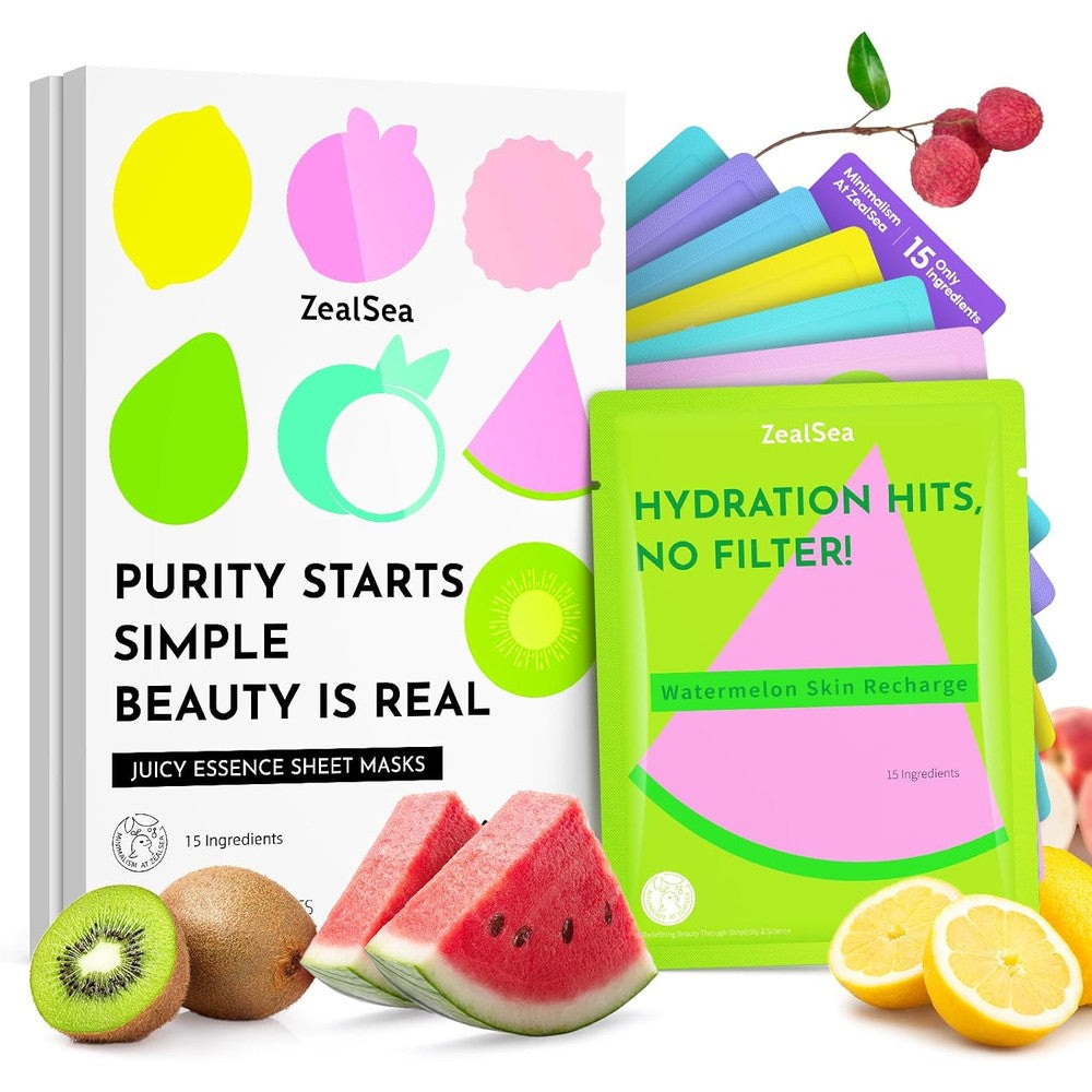 ZealSea Clean Beauty Face Masks Skincare fourteen pack front view showcasing minimalist sheet masks.