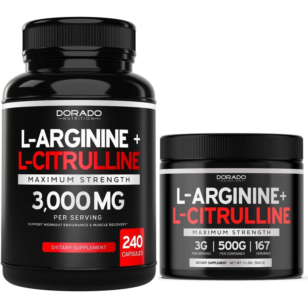 Dorado Nutrition L Arginine L Citrulline 240 count bottle front view