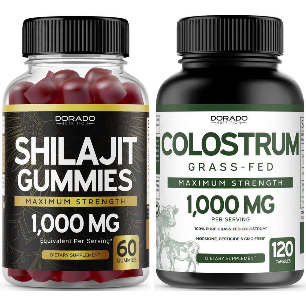 Dorado Nutrition Shilajit Gummies and Colostrum front label view