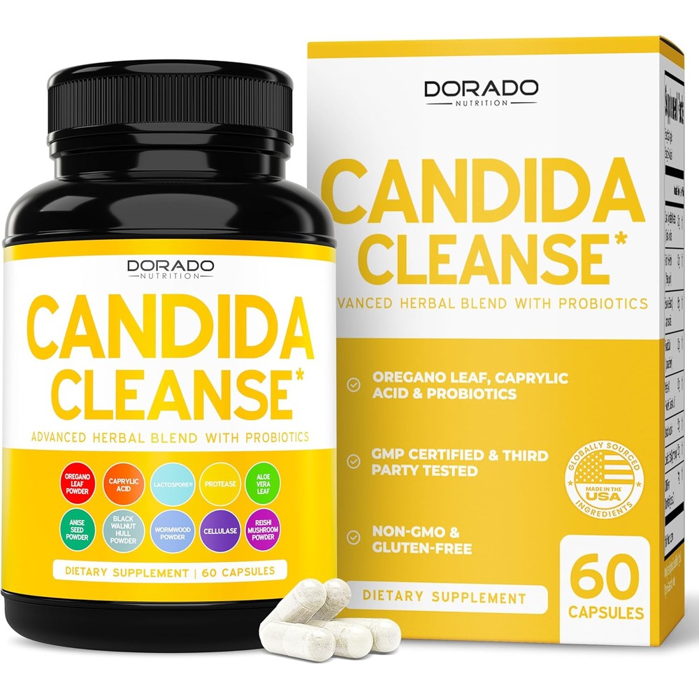 Dorado Nutrition Candida Cleanse Detox 60 count bottle front view