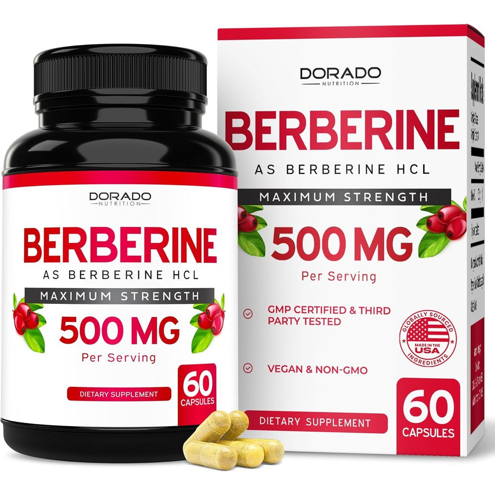 Dorado Nutrition Berberine HCL 500mg supplement bottle front view