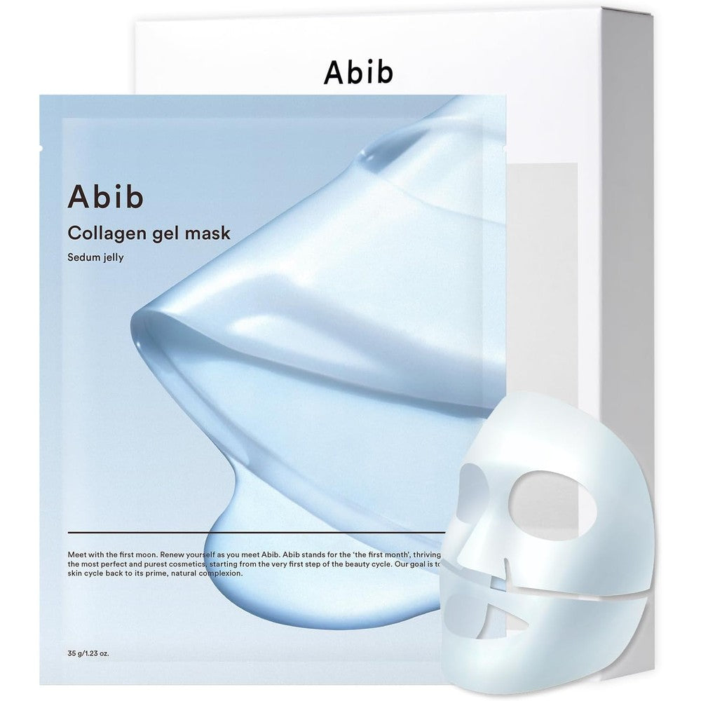 Abib Vegan Collagen Gel Mask Sedum Jelly Hydrating Hydrogel Face Mask With Hyaluronic Acid And Vitamin C 35 Grams Per Sheet 10 Sheets