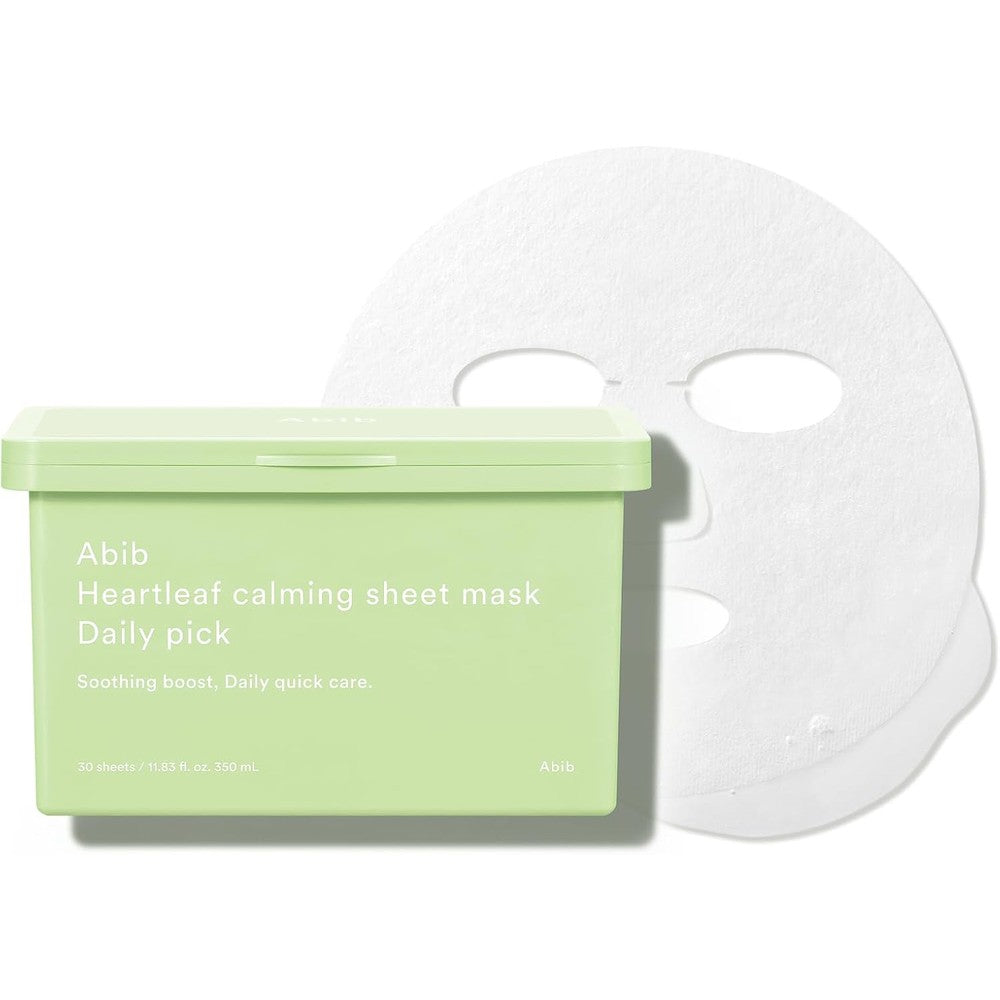 Abib Heartleaf Calming Sheet Mask Daily Pick 30 sheets front view packaging