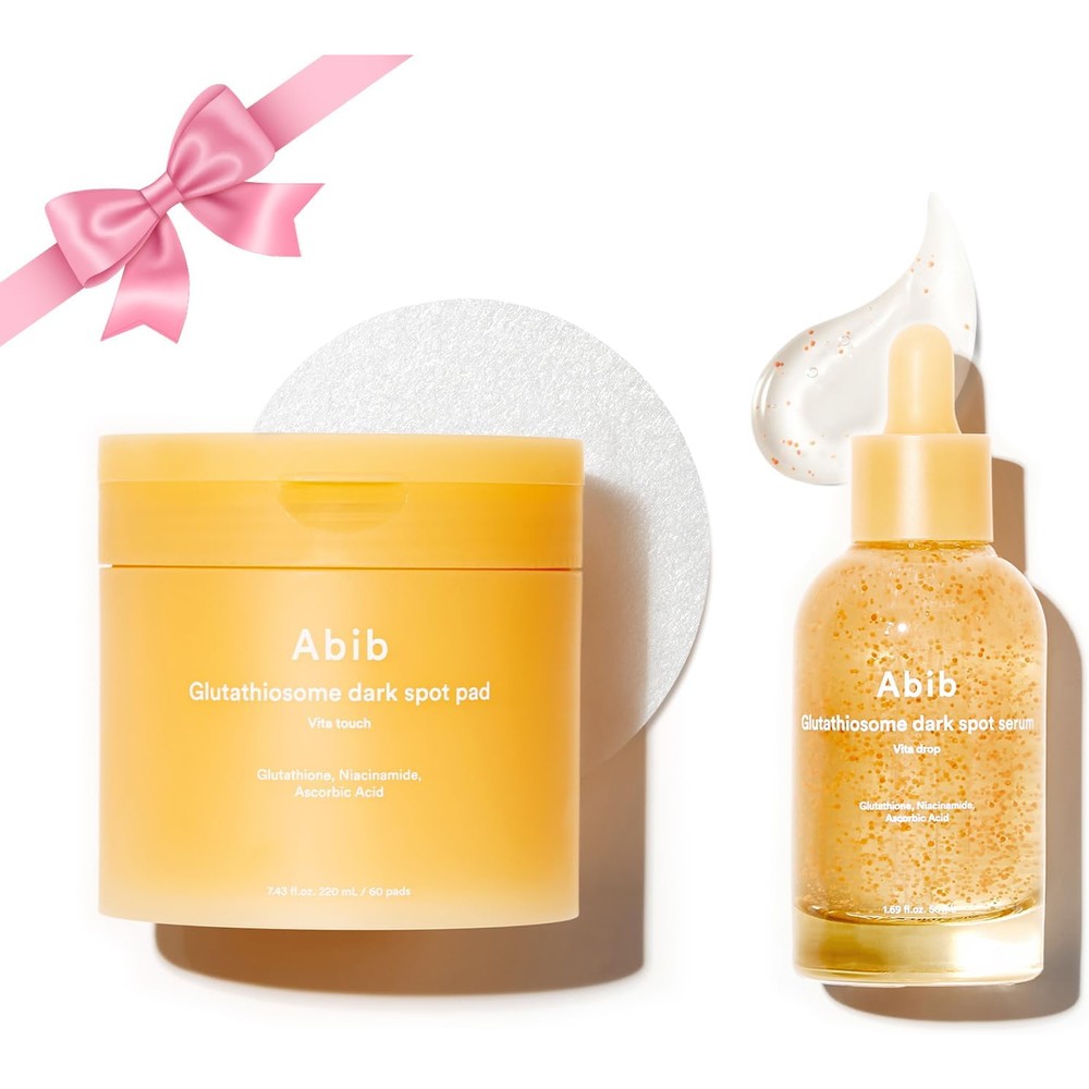 Abib Glutathiosome Dark Spot Serum and Pad Set front view packaging for hyperpigmentation treatment