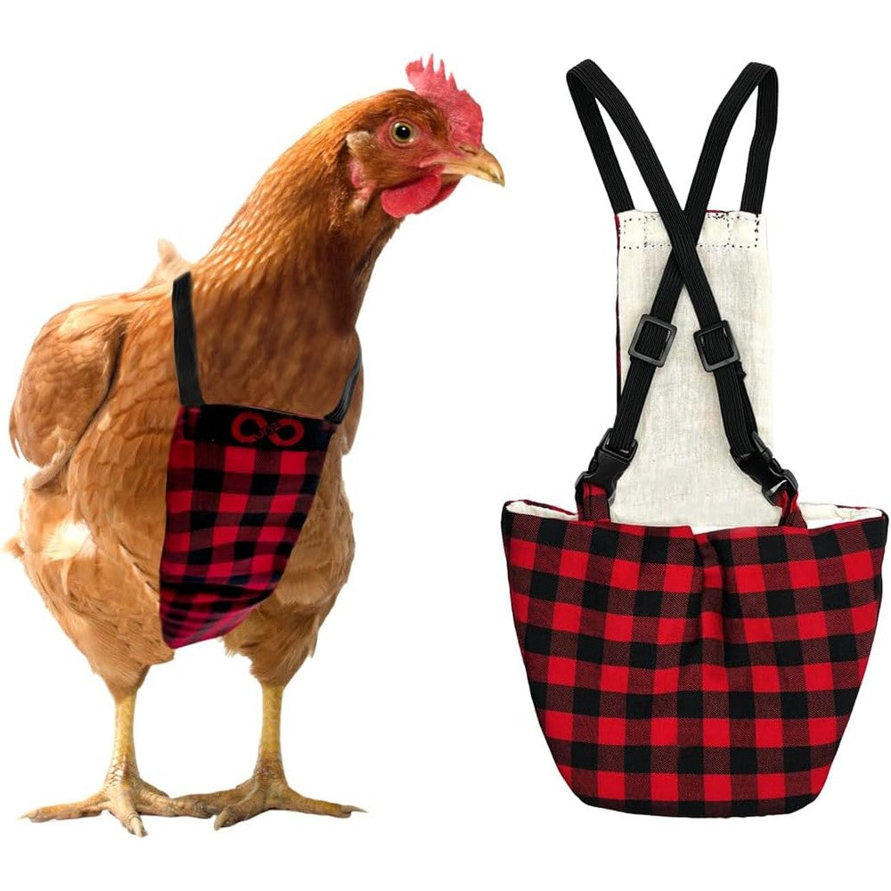 Uni Infinity Chicken Diapers V1 Reusable And Adjustable Duck Diaperall For Hens And Roosters Red Black Plaid Pattern Chicken Large 1 Count