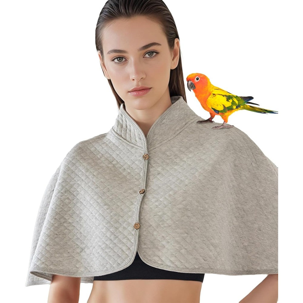 UZQAFG Parrot Shoulder Protector Cotton Bird Diaper Poop Cover Pad And Reusable Training Cape For Cockatiels And Macaws Grey Regular Size