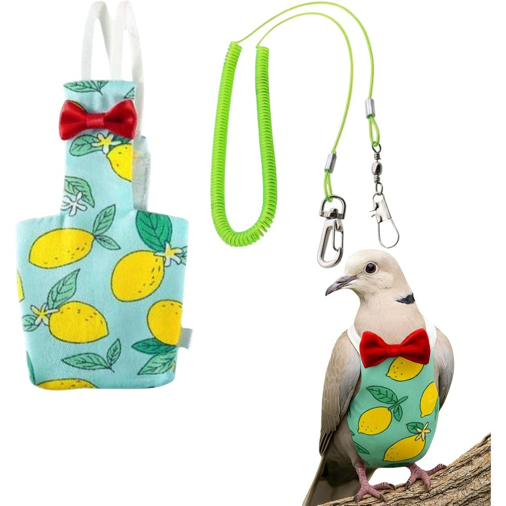 Homedy Crafts Pigeon Diaper Harness and Bird Leash Reusable Flight Suit Costume with Waterproof Liner for Medium Birds M-Green Size