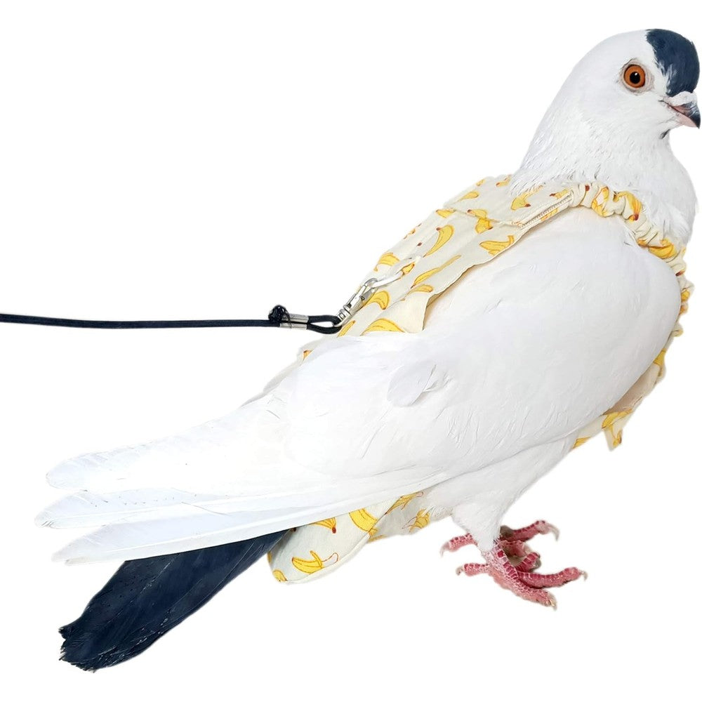 YUYUSO Pigeon Diaper Pants With Leash For Pet Birds Over Five Months Old Playful Yellow Banana Pattern Small Size One Count