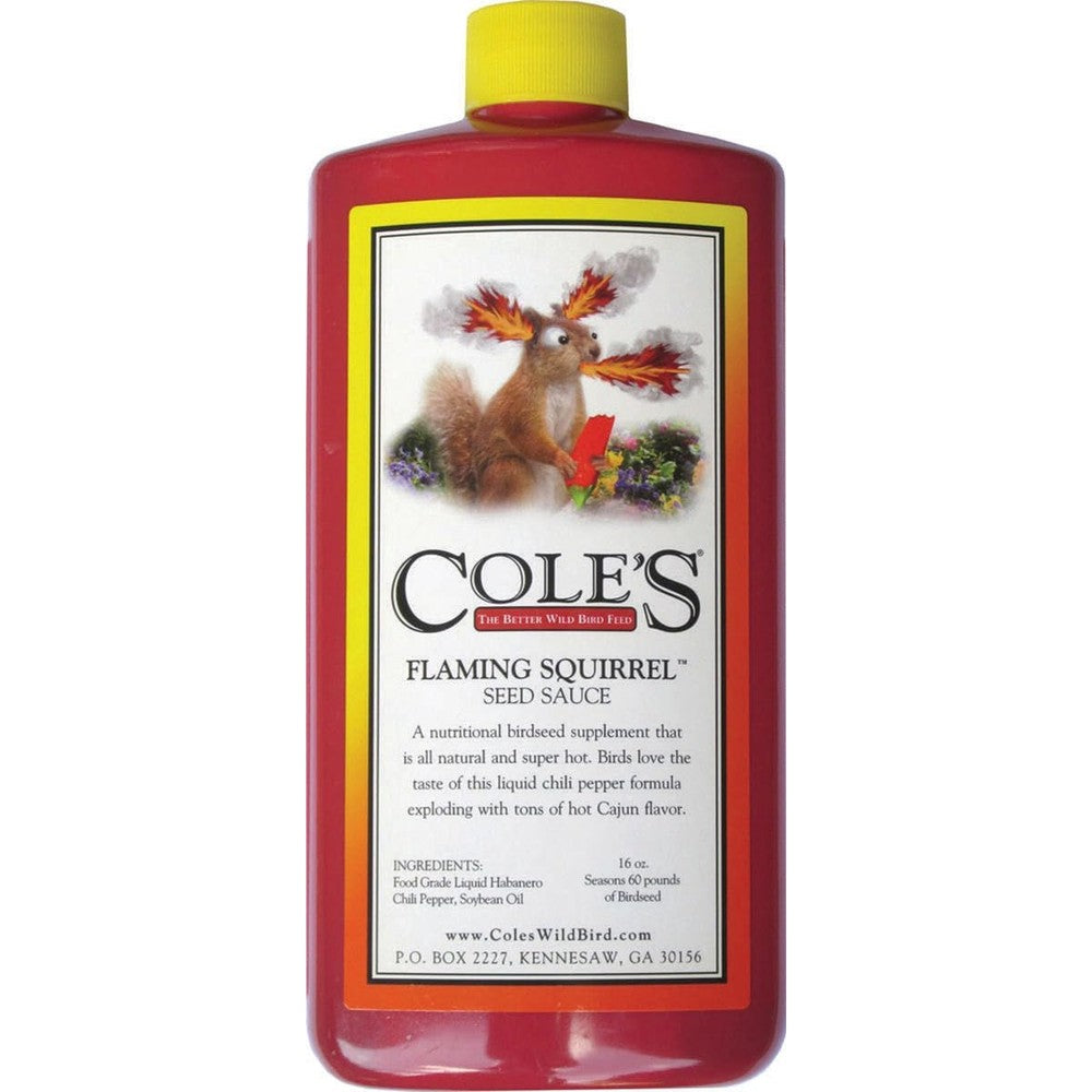 Cole's The Better Wild Bird Feed Flaming Squirrel Seed Sauce Nutritional Birdseed Supplement 16 Ounce