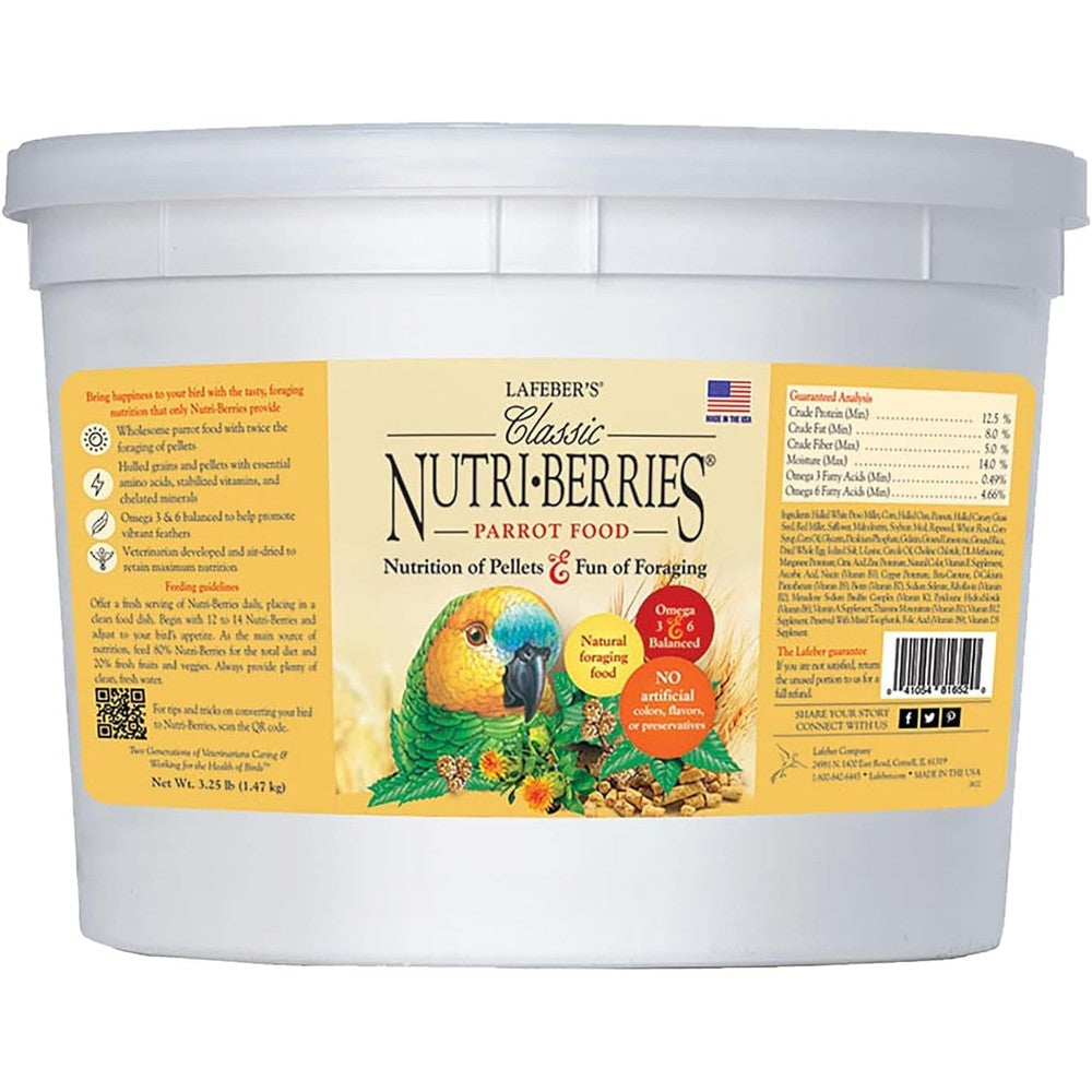 Lafeber Classic Nutri-Berries Parrot Pet Food Made With Non-GMO Human-Grade Ingredients 3.25 Pound