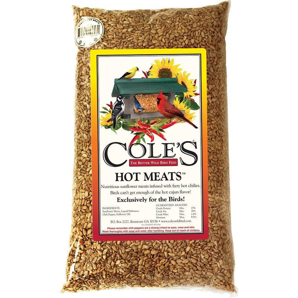 Cole's The Better Wild Bird Feed Hot Meats Premium Sunflower Seed With Habanero Chili Peppers For Birds, 5 Pound Bag