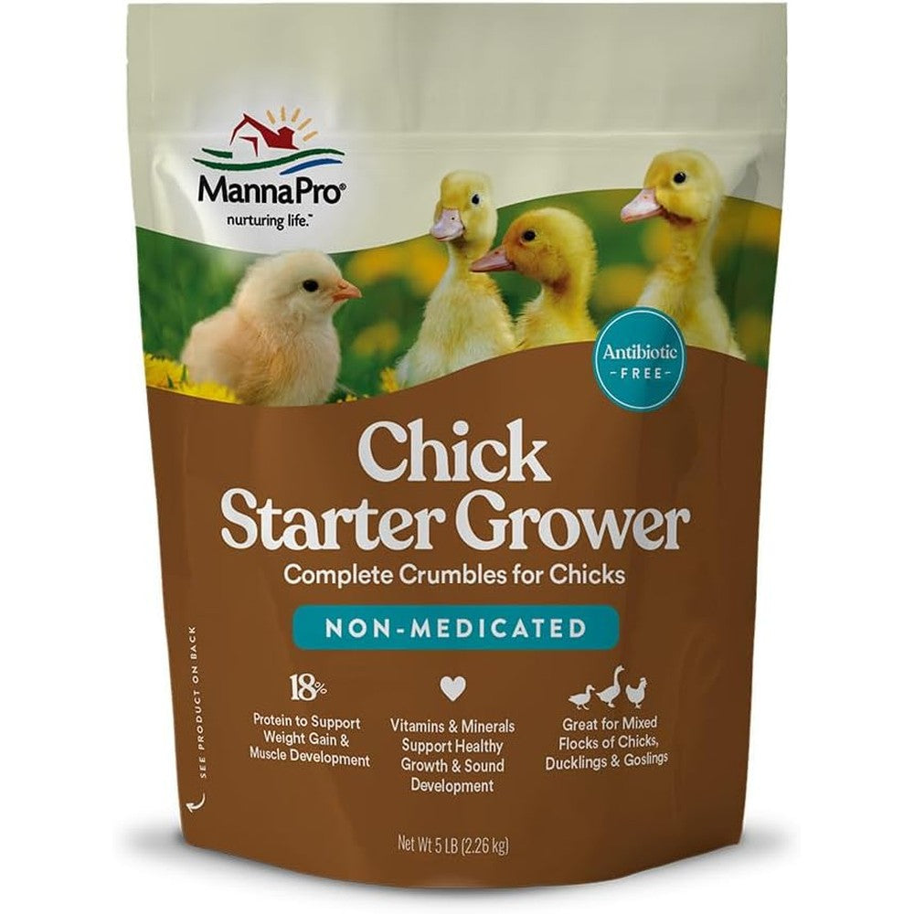 Manna Pro Chick Starter Feed Non-Medicated Chicken Feed With Vitamins And Minerals Complete Nutrition For Baby Chicks 5 Pound Bag