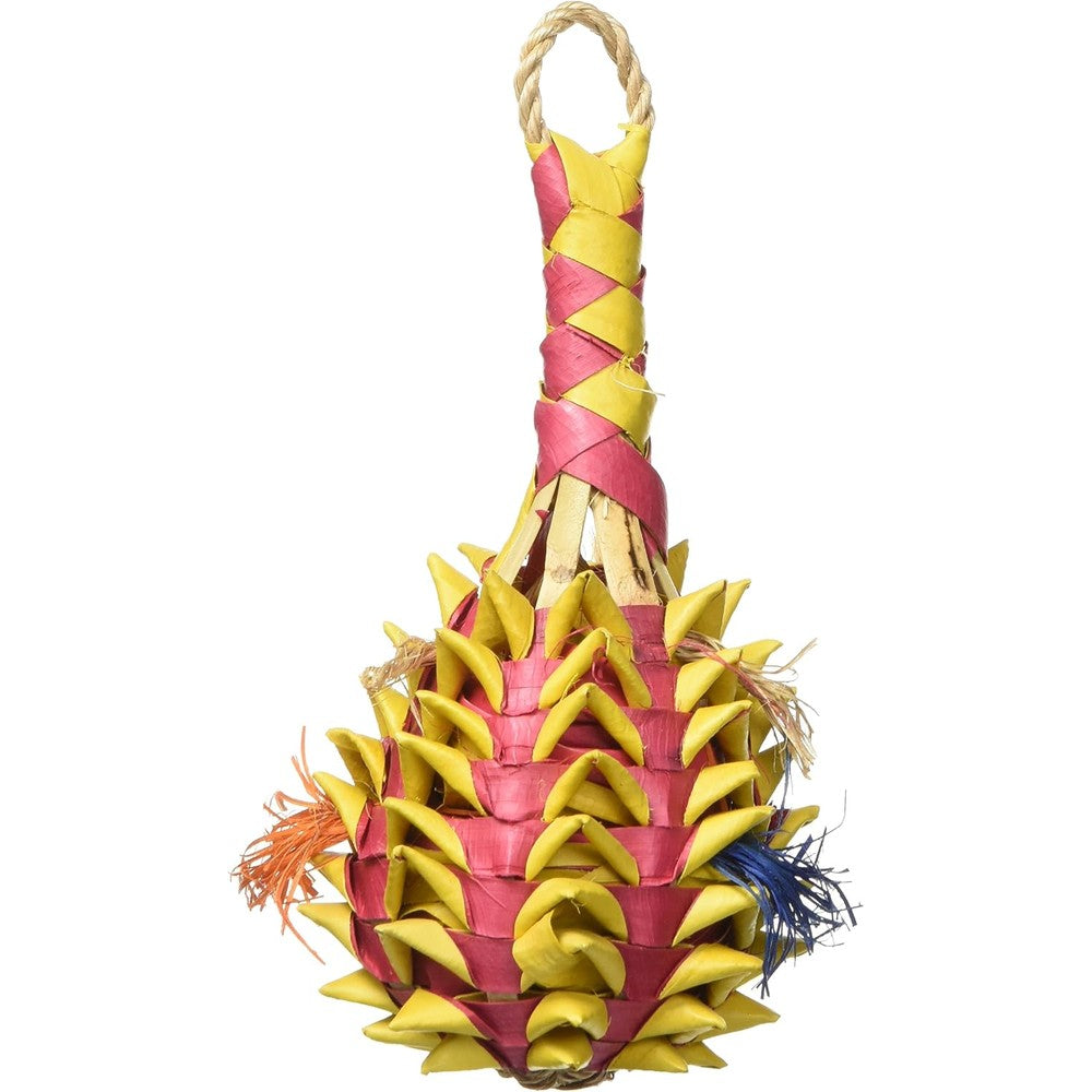 Planet Pleasures Pineapple Foraging Bird Toy Eco Friendly Natural Palm And Sisal Shredding And Climbing Toy For Small Birds Small Variant