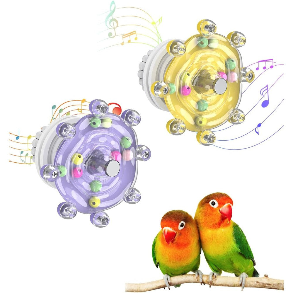 Pawfly 2 Pieces Bird Toys For Parakeets Colorful Spinning Wheel Chew Toys Interactive Spinner Rattle Parrot Toys For Cockatiels And Budgies