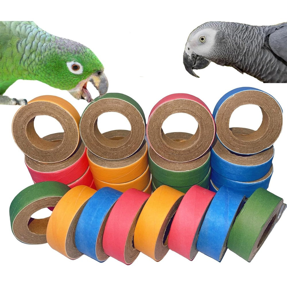 JJ ToughRight 24 Pieces Fatty Bagels Bird Toys Durable Cardboard Chewing Shredding Foraging Foot Toys 1.75 Inches For Medium And Large Parrots