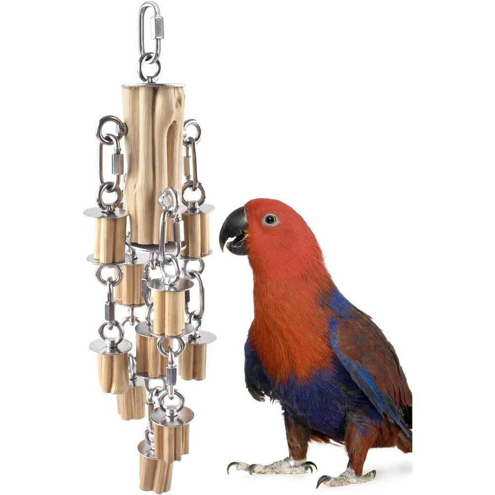 KATUMO Parrot Toys For Large Birds With Detachable Parts 304 Stainless Steel And Natural Hardwood Chew Toy For Macaws And Cockatoos