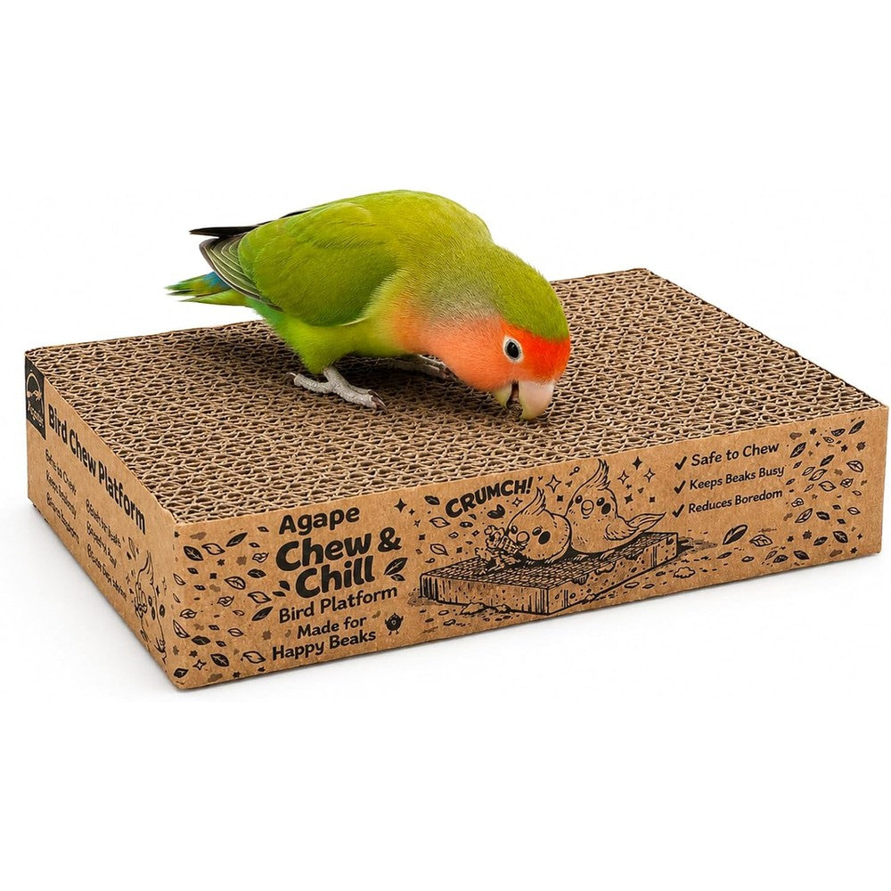 Agape Shreddable Bird Cardboard Platform Natural Parrot Chew Toy And Cage Mounted Perch For Small To Medium Birds Seven Point Five Inch Length