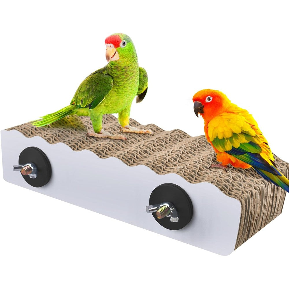 KATUMO Parrot Perch Parakeet Cage Stand Corrugated Cardboard Platform Foraging Shredding Toy For Conures Cockatiels And Budgies