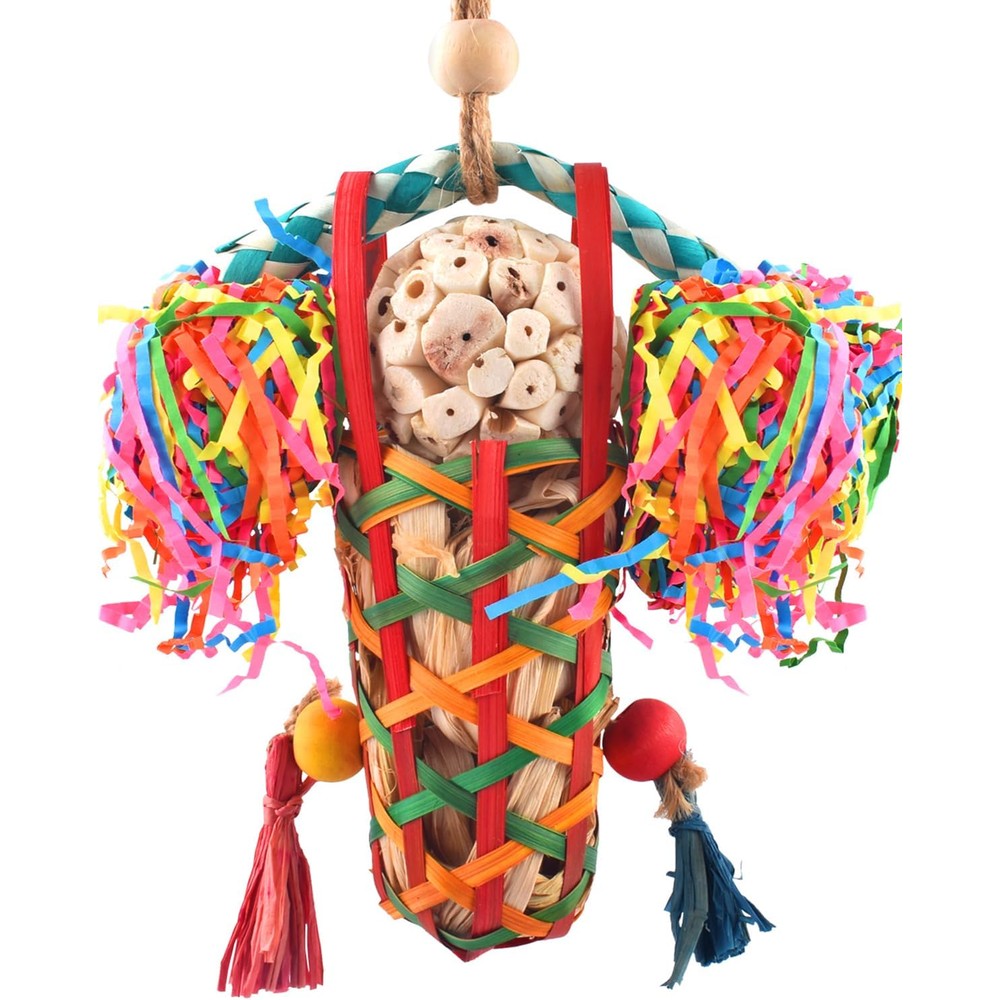 KATUMO Bird Toys Colorful Shredding And Natural Foraging Sola Toy For Parakeets Cockatiels Conures And Lovebirds One Piece