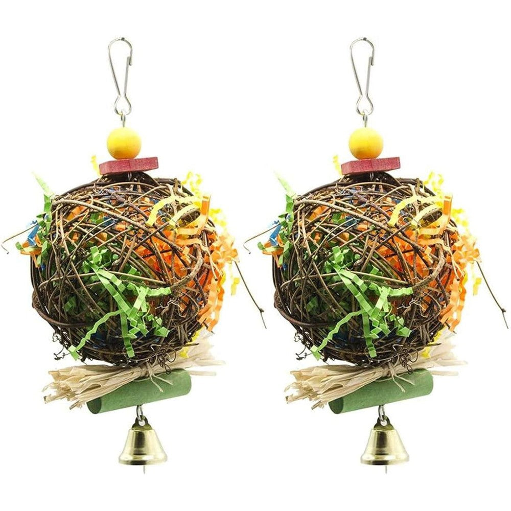 EBaokuup Two Pack Bird Chewing Toys Foraging Shredder Parrot Cage Hanging Shredding Toy For Cockatiel Conure African Grey And Amazon Parrots