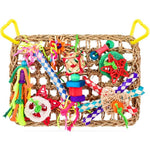 KATUMO Bird Foraging Wall Toy Edible Seagrass Woven Climbing Hammock Mat With Colorful Chewing Toys For Parakeets And Cockatiels 1 Count