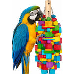 Zephyriel Extra Large Bird Toy Twenty One Point Six Inches Heavy Duty Natural Wood Blocks Foraging Chew Toy For Large Parrots Macaws