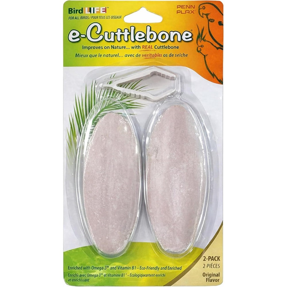Penn-Plax Bird-Life E-Cuttlebone Original Formula For Small To Medium Birds With Cage Clip Two Count Pack
