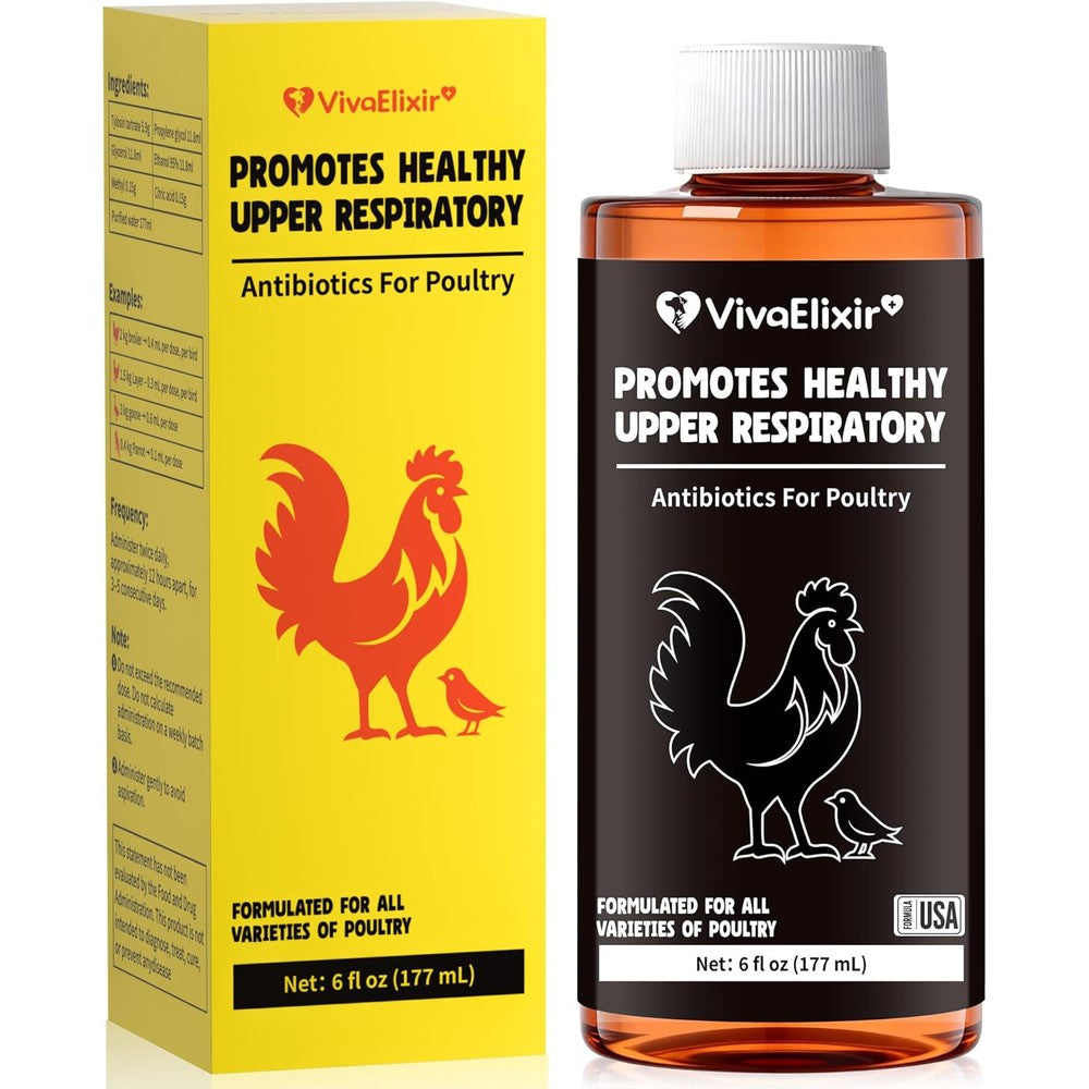 BiKontrun VivaElixir Respiratory Aid For Poultry Chicken Drinking Water Additive Supplement For Roosters And All Birds Six Ounce