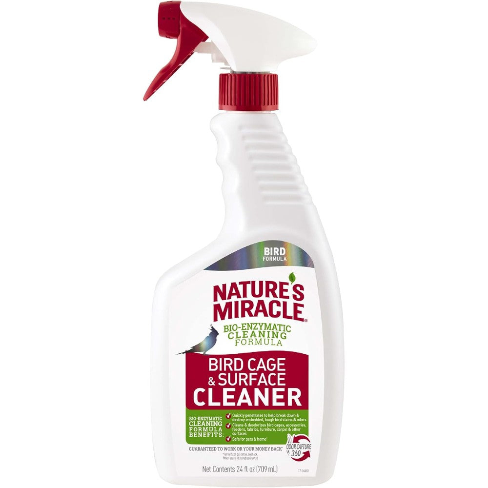 Nature's Miracle Bird Cage And Surface Cleaner Unscented Bioenzymatic Odor Eliminator Spray For Small Animals 24 Fluid Ounce