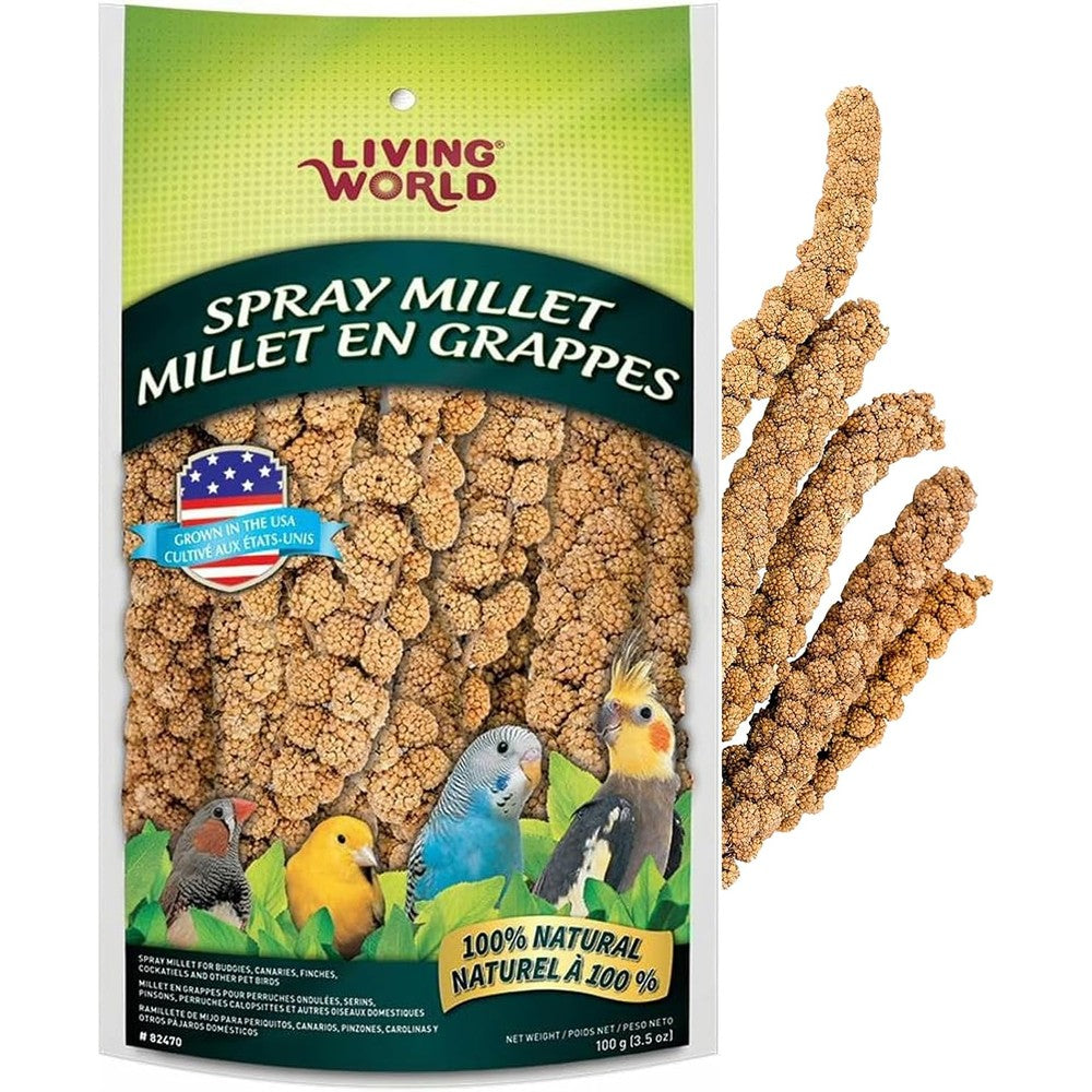 Living World Millet Spray For Birds Premium Natural Treat For Small Birds 3.5 Ounces