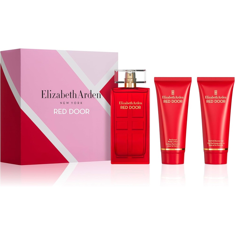 Elizabeth Arden Red Door 3-piece fragrance gift set front view featuring premium packaging.