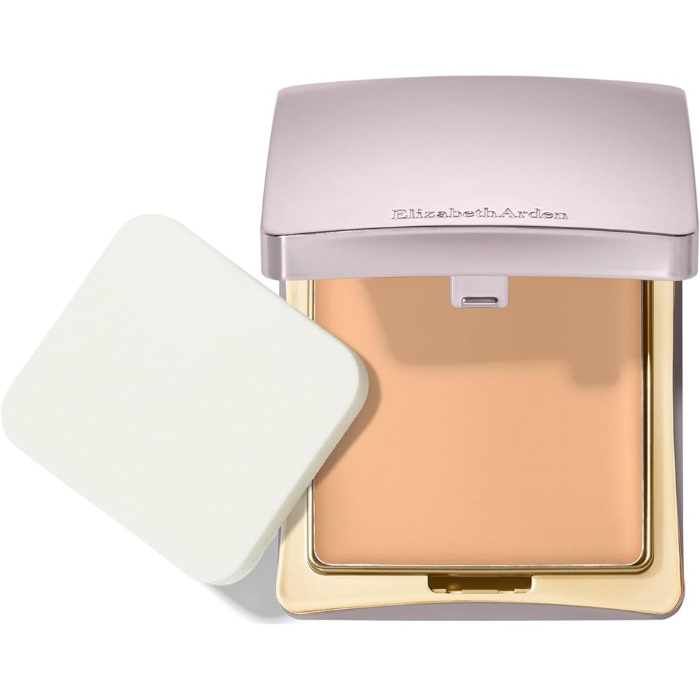 Elizabeth Arden Flawless Finish Sponge-On Cream Foundation front view showing the luxurious gold compact case
