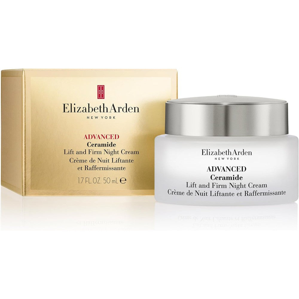 Elizabeth Arden Advanced Ceramide Lift and Firm Night Cream front view showing the premium packaging jar.