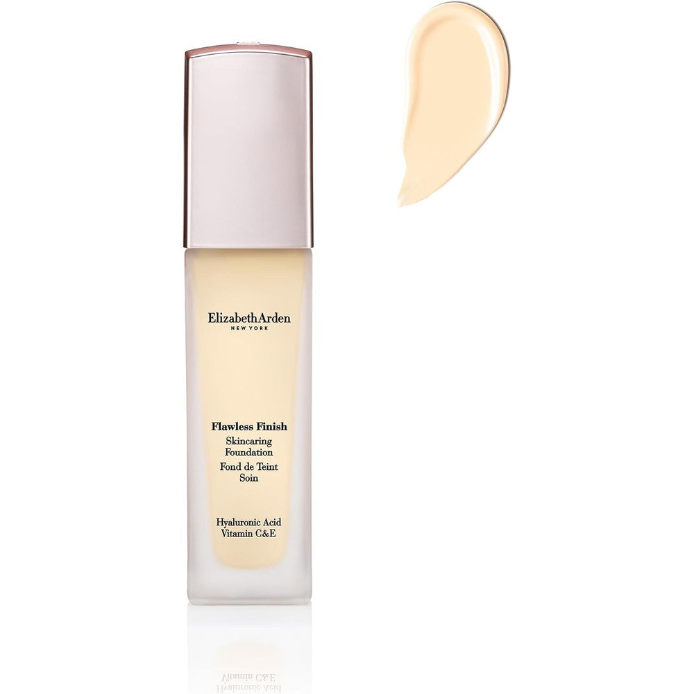 Elizabeth Arden Flawless Finish Skincaring Foundation front view pump bottle.
