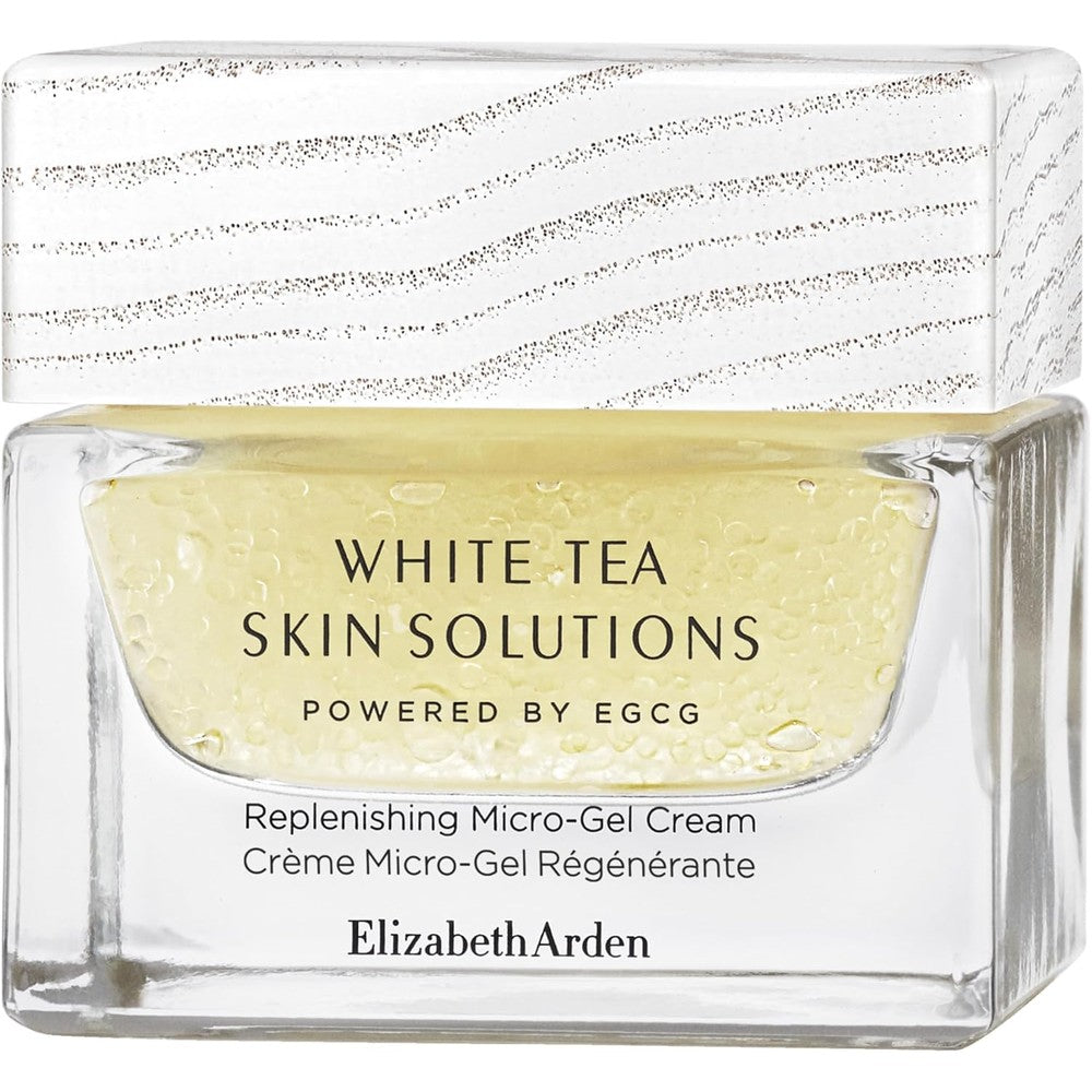 Elizabeth Arden White Tea Skin Solutions Replenishing Micro-Gel Cream front view premium luxury hydrating face moisturizer