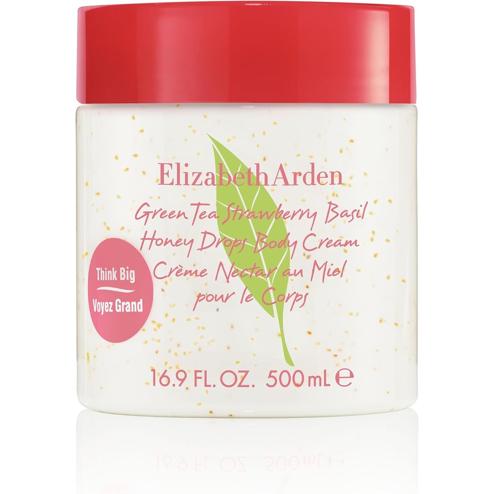 Elizabeth Arden Green Tea Strawberry Basil Honey Drops Body Cream front view jar