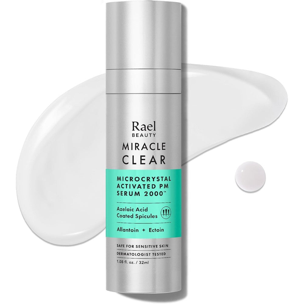 Rael Miracle Clear Microcrystal Activated PM Serum 2000 With Azelaic Acid For Acne Care And Pore Minimizing One Point Zero Eight Fluid Ounce