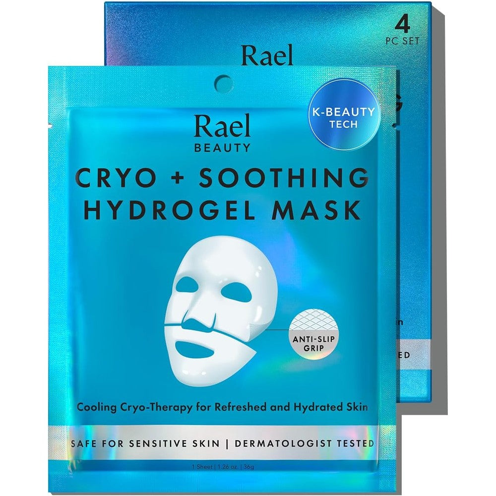 Rael Cryo Soothing Hydrogel Face Mask Deep Hydration And Moisturizing Sheet Masks For Advanced Skincare Routine Four Count