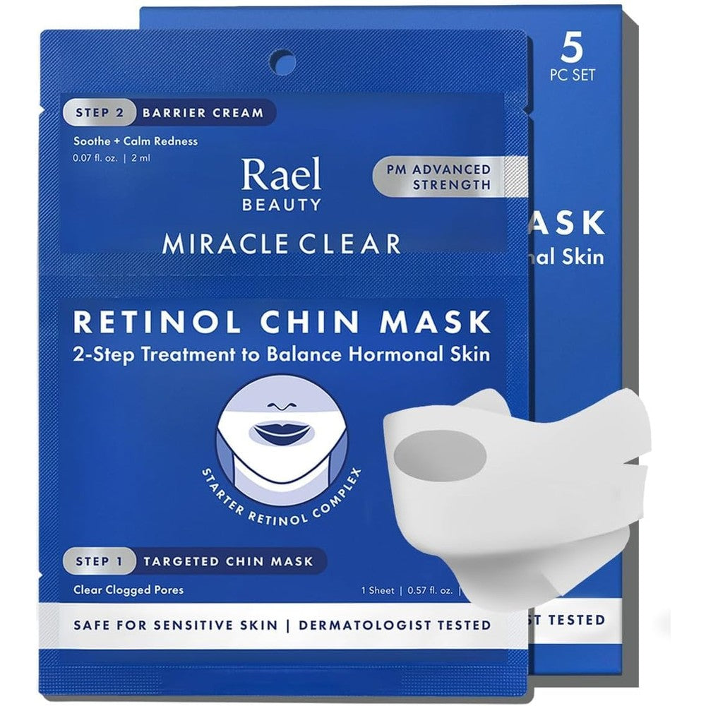 Rael Retinol Chin Mask with Miracle Clear Barrier Cream front packaging view showing two step system