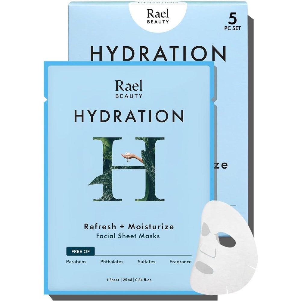 Rael Hydration Face Mask Skin Care Bamboo Facial Sheet Mask For Dewy Skin Hydrating And Moisturizing Korean Skincare With Fruit Extracts 5 Sheets