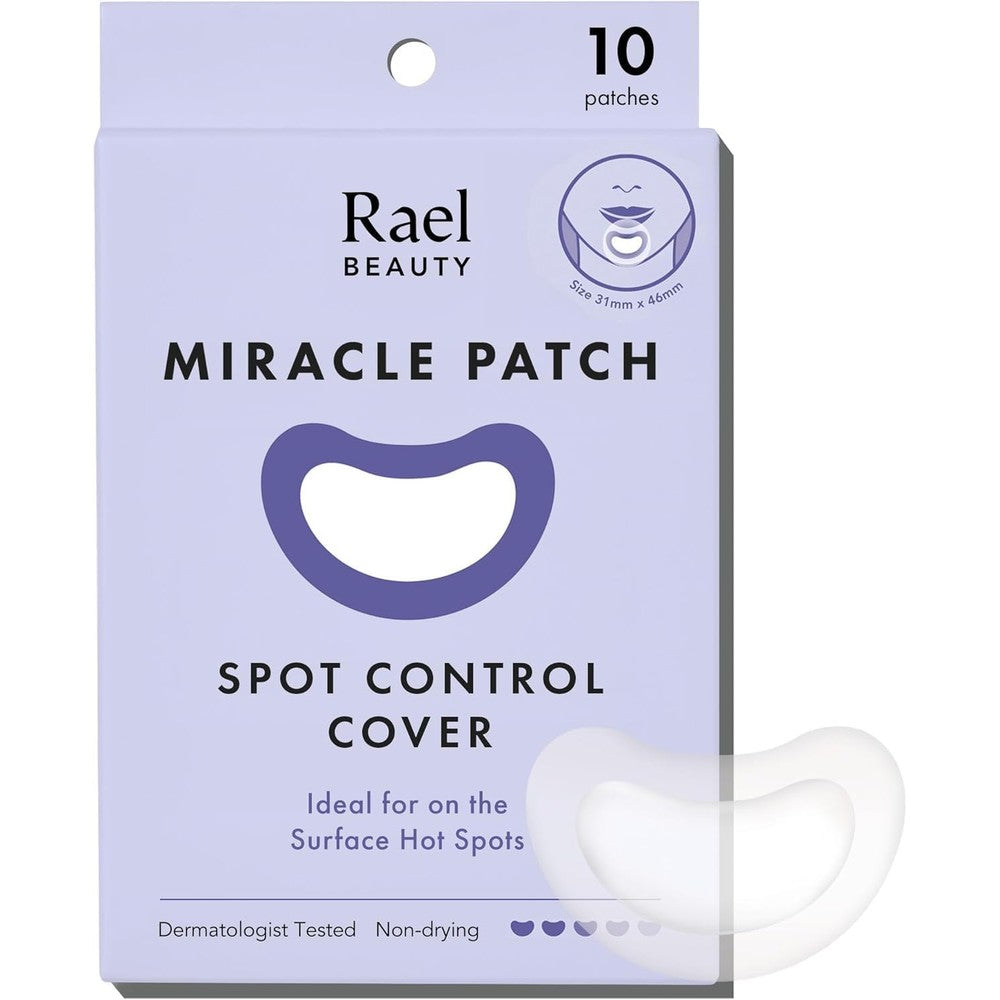 Rael Miracle Spot Control Cover front view box showing lavender packaging for acne care.