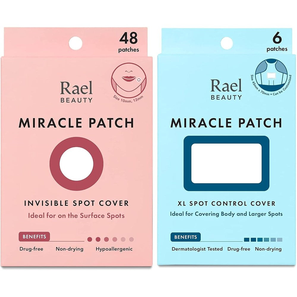 Rael Miracle Bundle packaging front view showing hydrocolloid acne pimple patches
