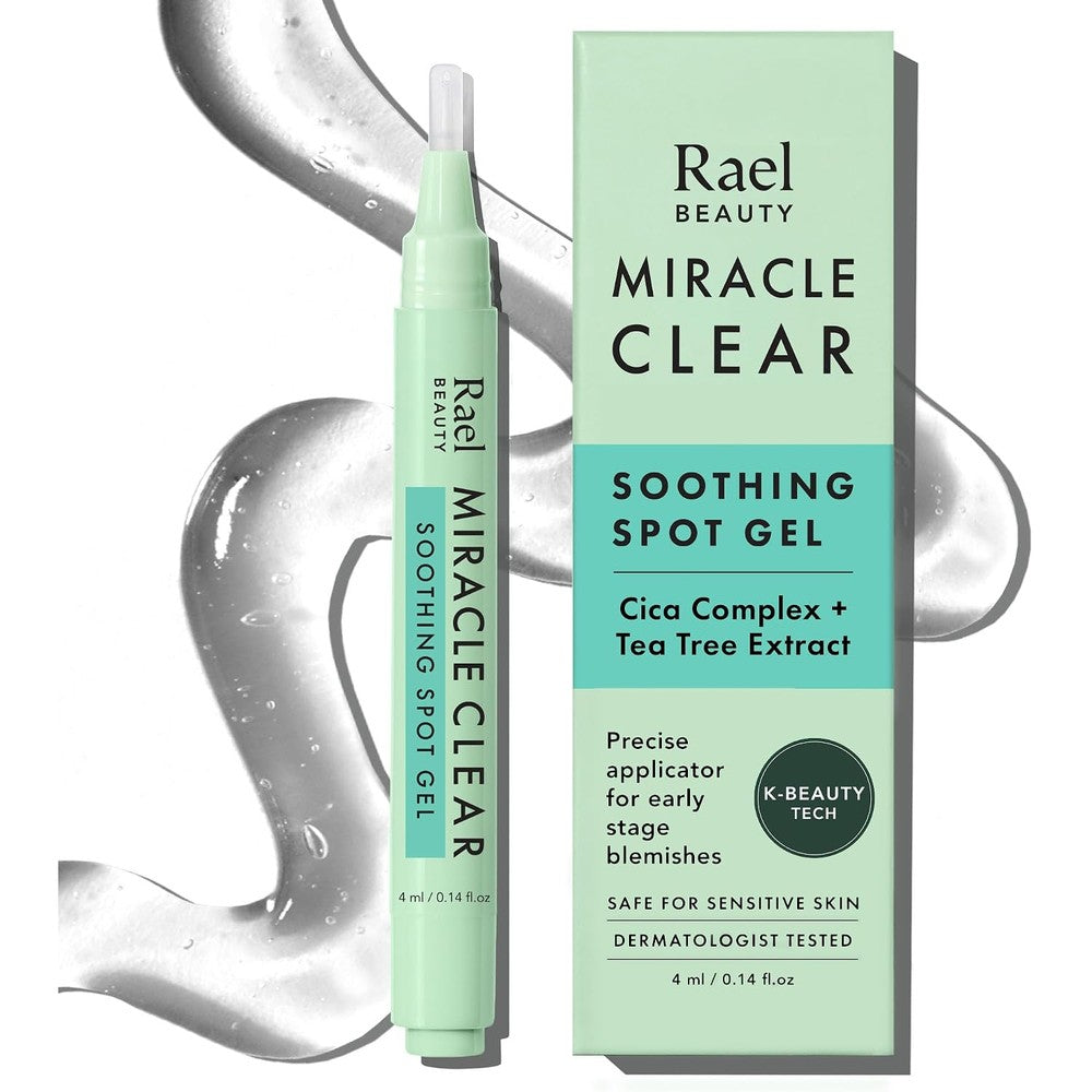 Rael Miracle Clear Soothing Spot Gel pen front view for targeted acne treatment.