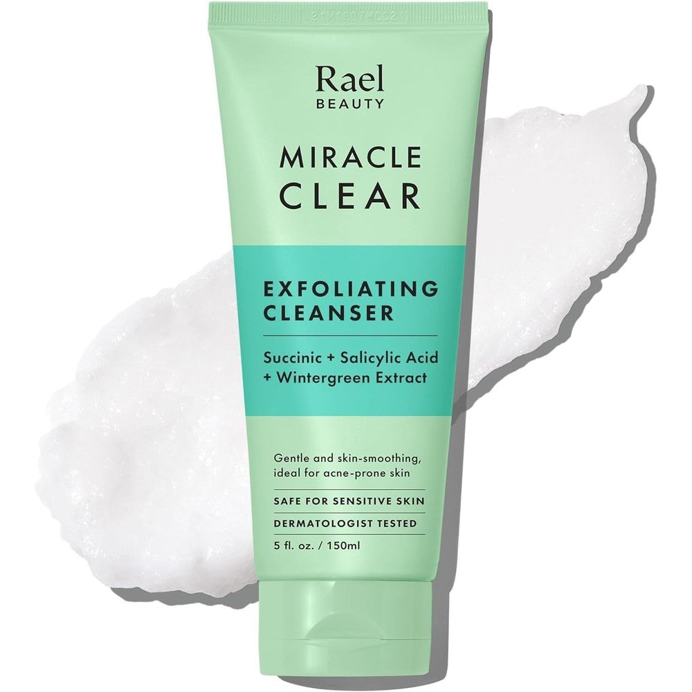 Rael Miracle Clear Exfoliating Facial Cleanser front view daily face wash for acne prone skin