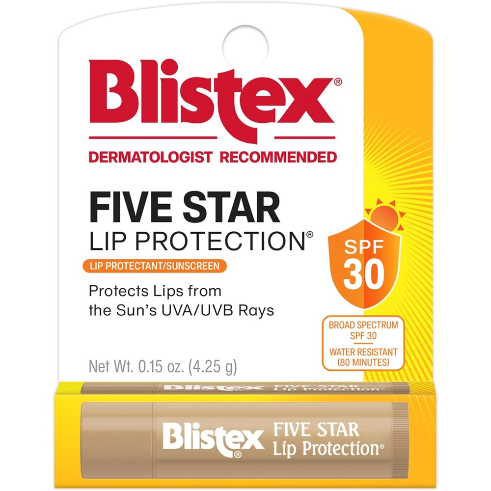 Blistex Five Star Lip Protection Broad Spectrum SPF 30 Lip Protectant Sunscreen Balm Point 15 Ounce