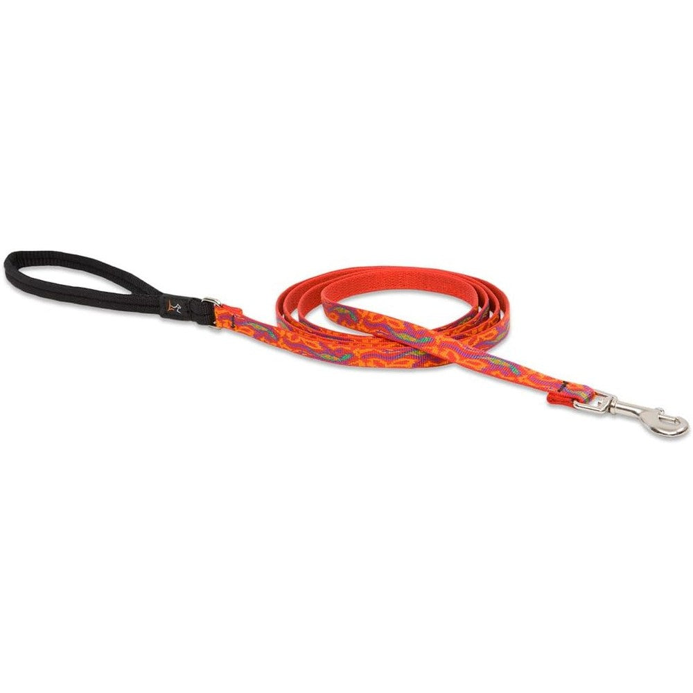 LupinePet Originals Go Go Gecko 1/2 Inch 6-Foot Padded Handle Leash For Small Pets And Dogs