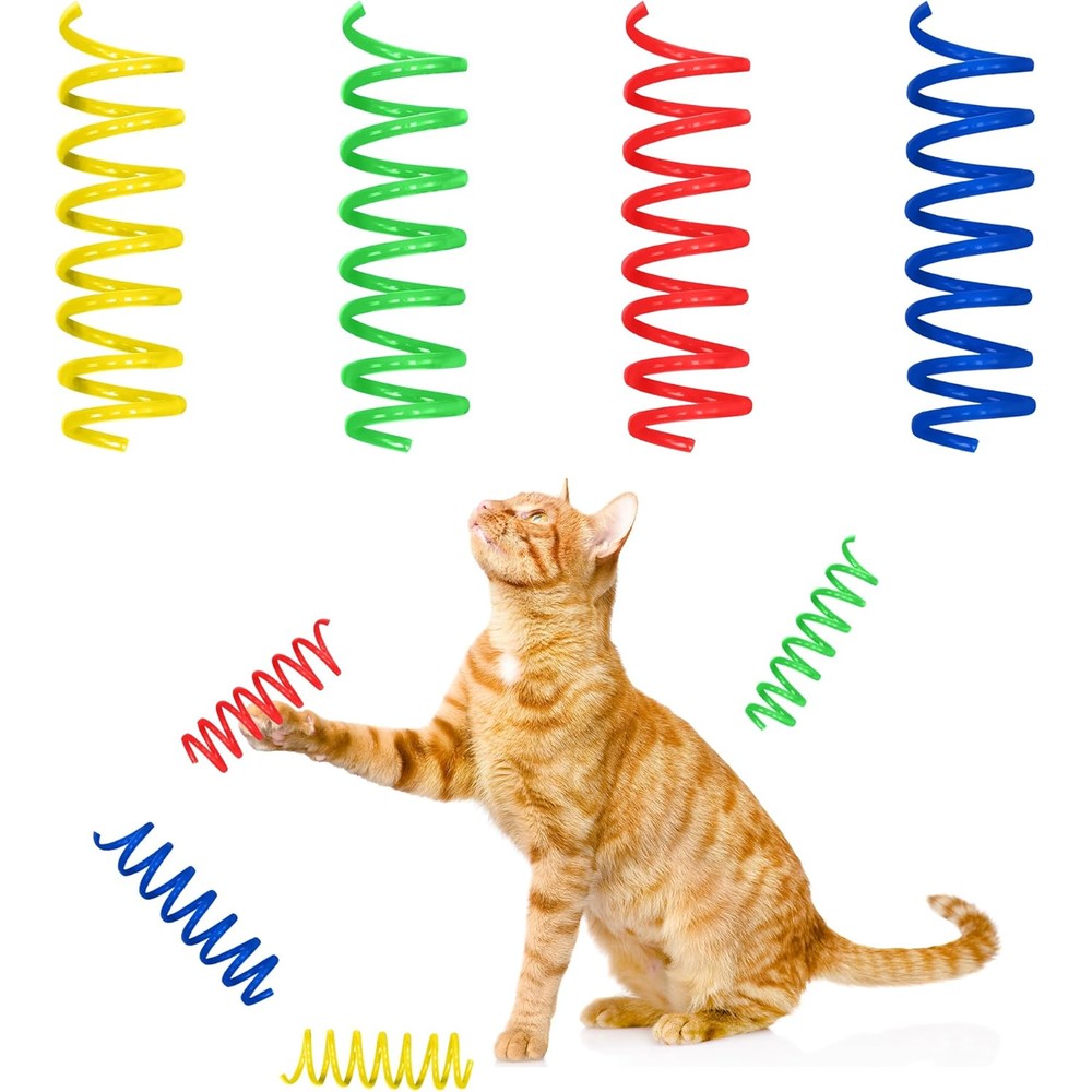Spot Colorful Springs Cat Toys front view interactive plastic coils for indoor cats
