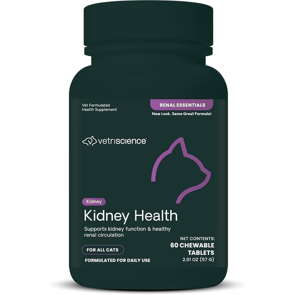 VetriScience Renal Essentials Kidney Health Support Supplement For Cats Chicken And Fish Flavor 60 Chewable Tablets