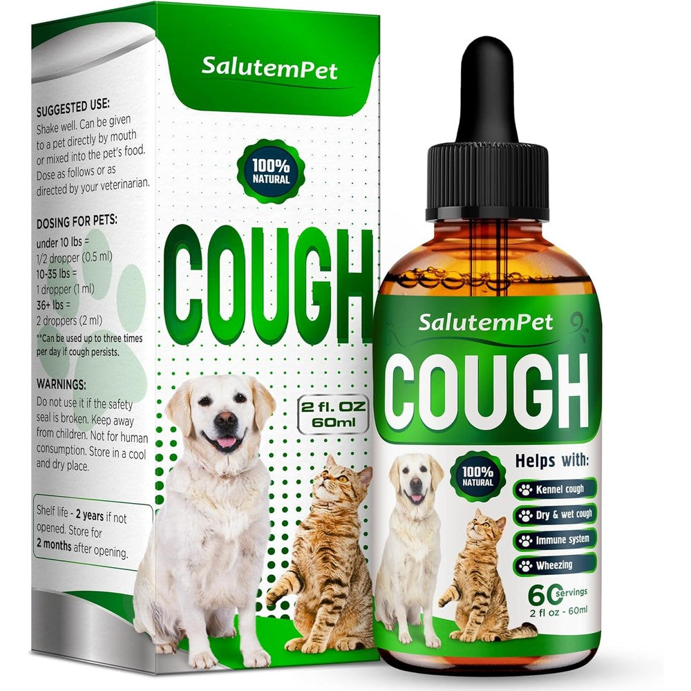 SalutemPet Kennel Cough Medicine And Respiratory Supplement For Dogs And Cats With Mullein Leaf And Angelica Root Two Fluid Ounces