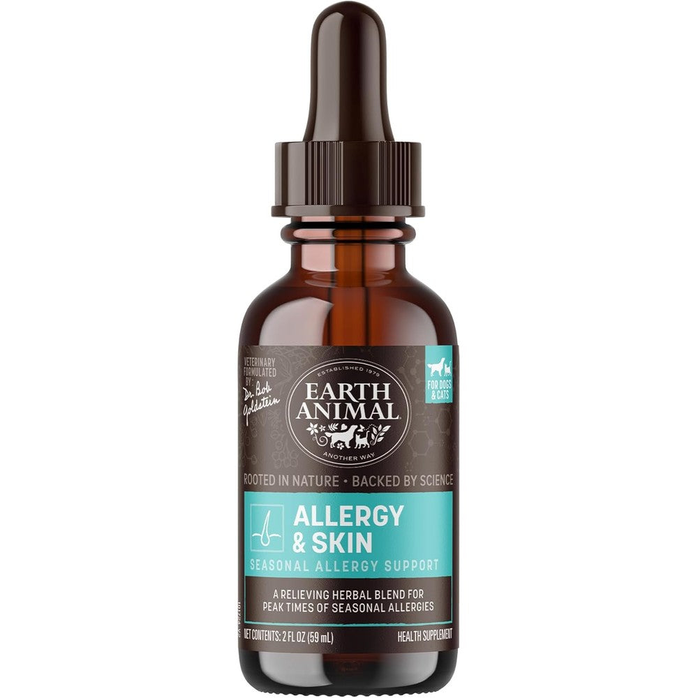Earth Animal Apothecary Allergy And Skin Liquid Supplement For Dogs And Cats Natural Daily Allergen Protection Herbal Drops Two Fluid Ounces
